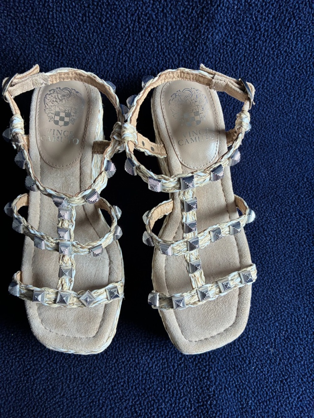 Vince Camuto Studded
Espadrille Wedge Sandals Boho
T-Strap Size 7 EU 37.